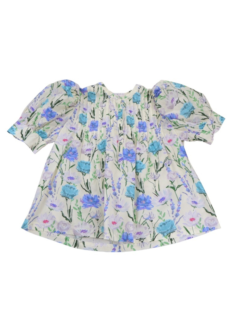 Entro Floral Puff Sleeve Babydoll Blouse Large Cottagecore Prairie Top